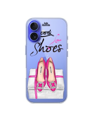 Coque iPhone 16 I Work For Shoes Chaussures Transparente - kateillustrate