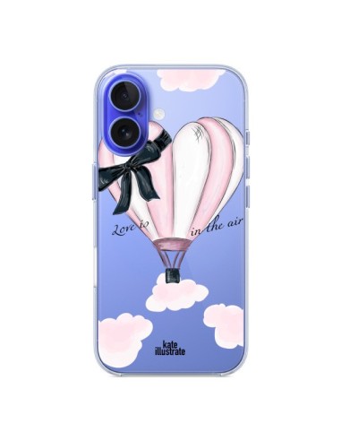 Coque iPhone 16 Love is in the Air Love Montgolfier Transparente - kateillustrate