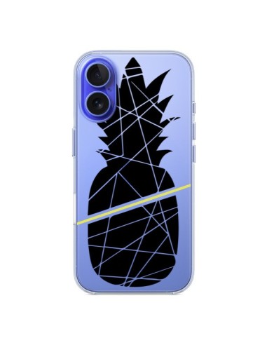 Coque iPhone 16 Ananas Noir Transparente - Koura-Rosy Kane