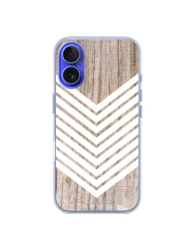 Coque iPhone 16 Tribal Aztèque Bois Wood Flèche Blanc - Laetitia