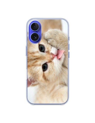 Coque iPhone 16 Chat Cat Tongue - Laetitia