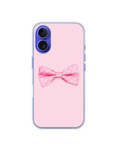 Coque iPhone 16 Noeud Papillon Rose Girly Bow Tie - Laetitia