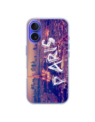 Coque iPhone 16 Paris Tour Eiffel Tower Nuit - Laetitia