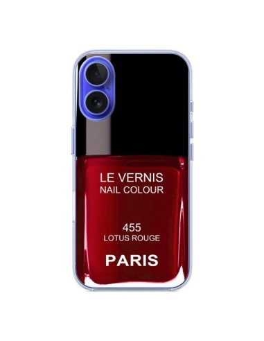 Coque iPhone 16 Vernis Paris Lotus Rouge - Laetitia