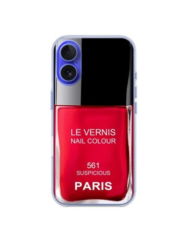 Coque iPhone 16 Vernis Paris Suspicious Rouge - Laetitia