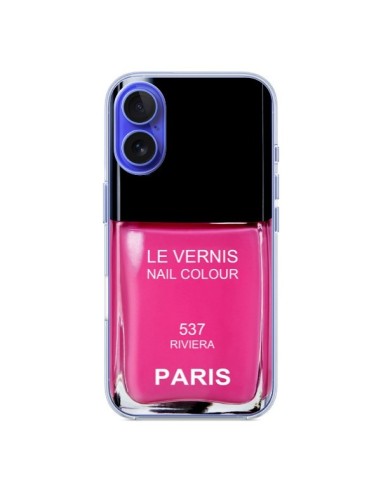 Coque iPhone 16 Vernis Paris Riviera Rose - Laetitia