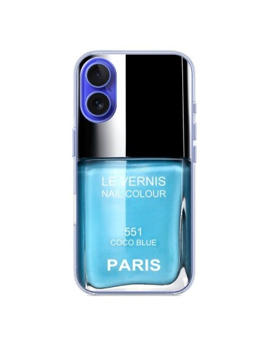 Coque iPhone 16 Vernis Paris Coco Blue Bleu - Laetitia