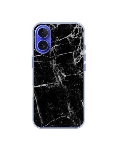 Coque iPhone 16 Marbre Marble Noir Black - Laetitia