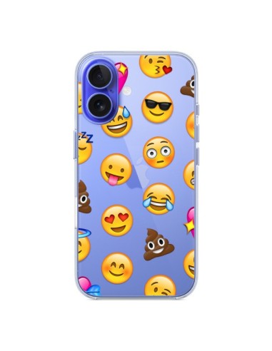 Coque iPhone 16 Emoticone Emoji Transparente - Laetitia