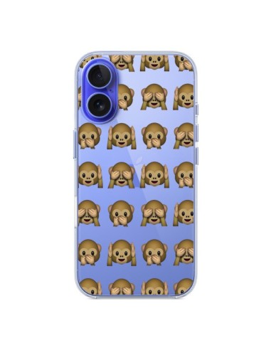 Coque iPhone 16 Singe Monkey Emoticone Emoji Transparente - Laetitia