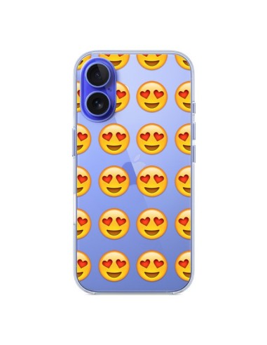 Coque iPhone 16 Love Amoureux Smiley Emoticone Emoji Transparente - Laetitia