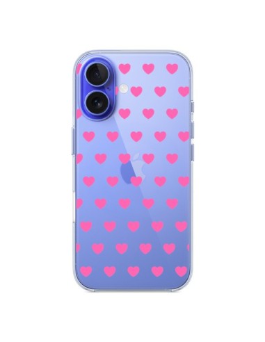 Coque iPhone 16 Coeur Heart Love Amour Rose Transparente - Laetitia