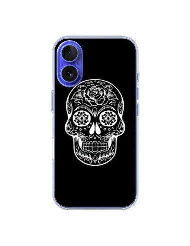 Coque iPhone 16 Tête de Mort Mexicaine Blanche - Laetitia