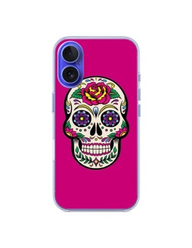 Coque iPhone 16 Tête de Mort Mexicaine Rose Fushia - Laetitia