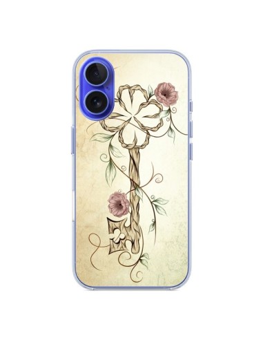 Coque iPhone 16 Key Lucky Clef Flower - LouJah