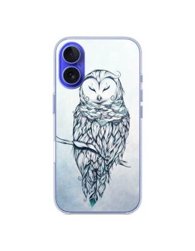 Coque iPhone 16 Snow Owl Chouette Hibou Neige - LouJah