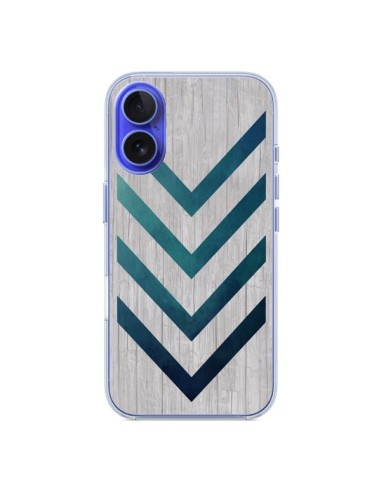 Coque iPhone 16 Blue Arrow Wood Fleche Bois - LouJah