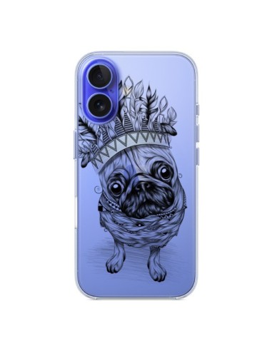 Coque iPhone 16 Chien Roi Bulldog Indien Transparente - LouJah