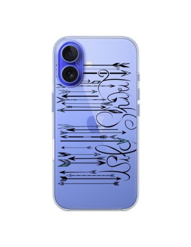 Coque iPhone 16 Code Barres Flèches Transparente - LouJah