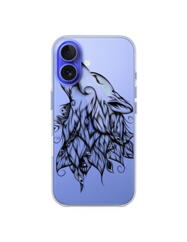 Coque iPhone 16 Loup Hurlant Transparente - LouJah