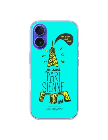 Coque iPhone 16 Je suis Parisienne La Tour Eiffel Bleu - Leellouebrigitte