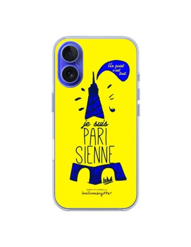 Coque iPhone 16 Je suis Parisienne La Tour Eiffel Jaune - Leellouebrigitte