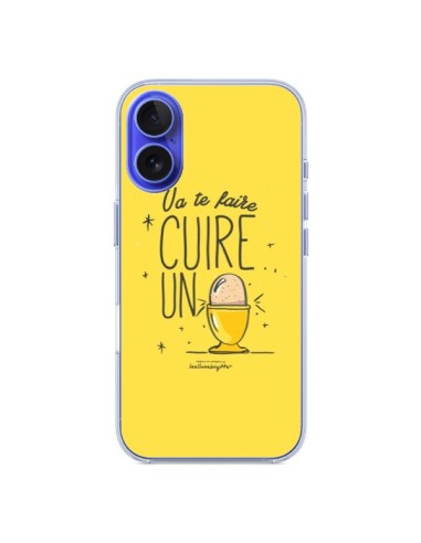 Coque iPhone 16 Va te faire cuir un oeuf jaune - Leellouebrigitte