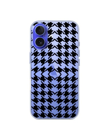 Coque iPhone 16 Vichy Carre Noir Transparente - Petit Griffin