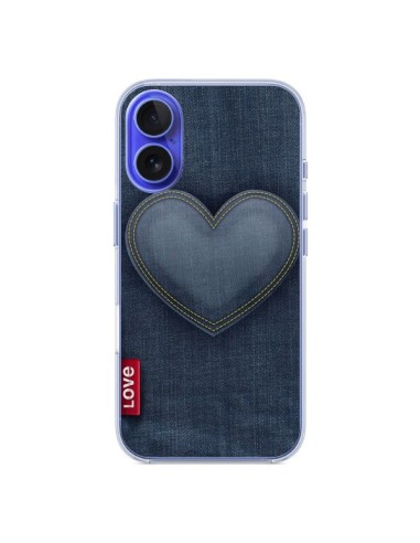 Coque iPhone 16 Love Coeur en Jean - Lassana