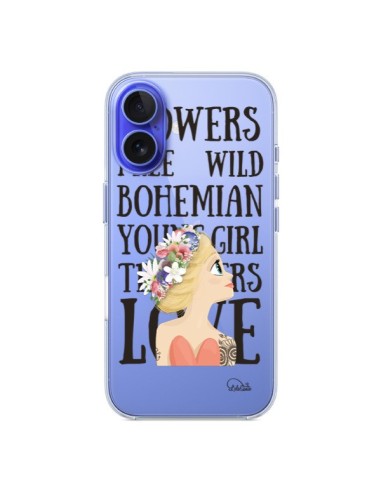 Coque iPhone 16 Flowers Love Transparente - Lolo Santo