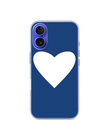 Coque iPhone 16 Coeur Navy Blue Heart - Mary Nesrala