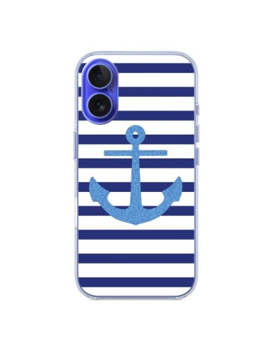 Coque iPhone 16 Ancre Voile Marin Navy Blue - Mary Nesrala