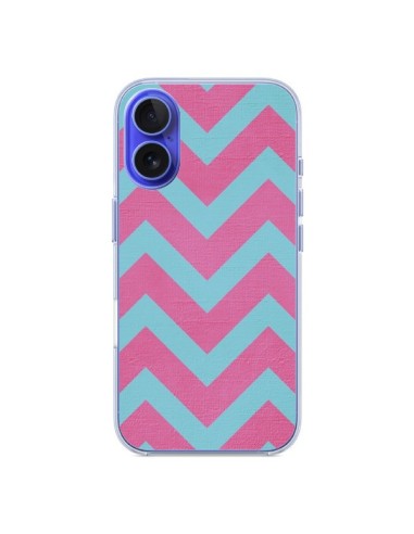 Coque iPhone 16 Strawberry Chevron Rose Bleu - Mary Nesrala