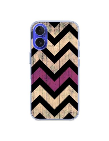 Coque iPhone 16 Chevron Vintage Bois Wood - Mary Nesrala