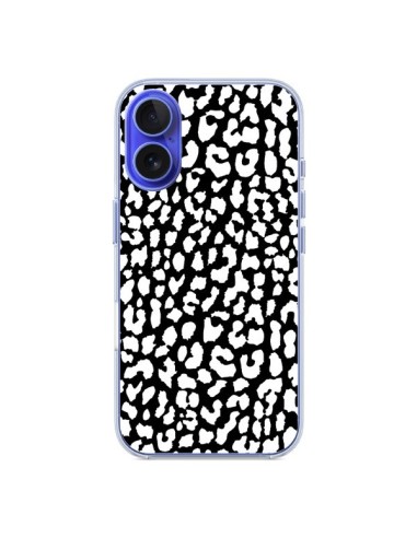 Cover iPhone 16 Leopardo Bianco e Nero - Mary Nesrala