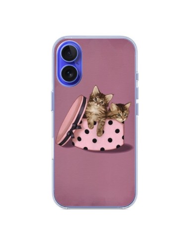 Coque iPhone 16 Chaton Chat Kitten Boite Pois - Maryline Cazenave