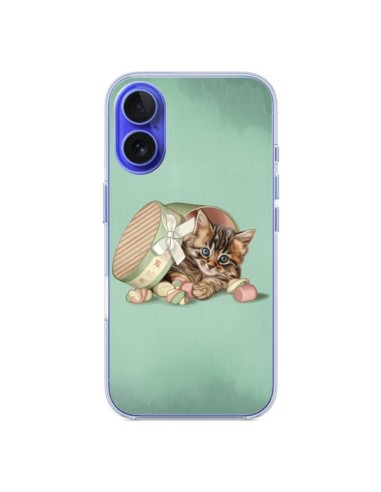 Coque iPhone 16 Chaton Chat Kitten Boite Bonbon Candy - Maryline Cazenave