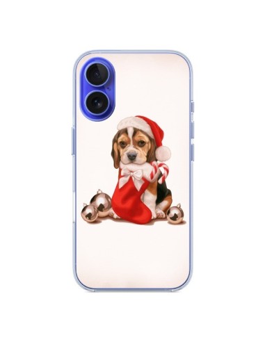 Coque iPhone 16 Chien Dog Pere Noel Christmas - Maryline Cazenave