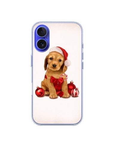 Coque iPhone 16 Chien Dog Pere Noel Christmas Boules Sapin - Maryline Cazenave