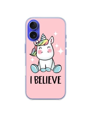 Coque iPhone 16 Licorne I Believe - Maryline Cazenave