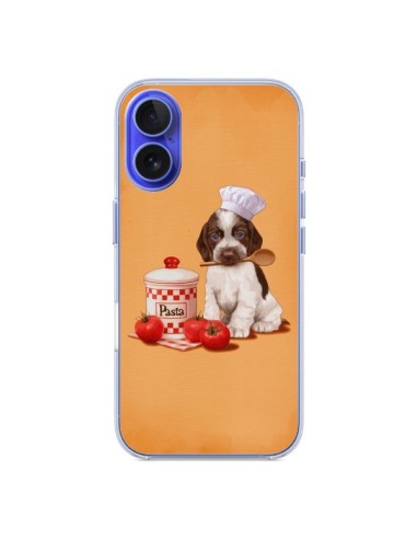 Coque iPhone 16 Chien Dog Pates Pasta Cuisinier - Maryline Cazenave