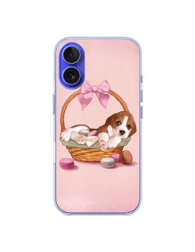 Cover iPhone 16 Cane Panier Papillon Macarons - Maryline Cazenave