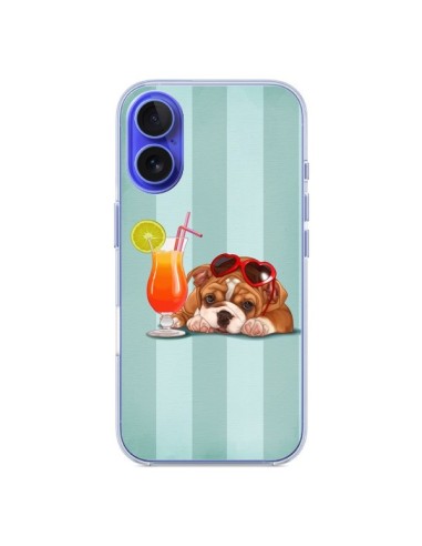 Coque iPhone 16 Chien Dog Cocktail Lunettes Coeur - Maryline Cazenave