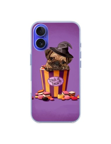 Coque iPhone 16 Chien Dog Halloween Sorciere Bonbon - Maryline Cazenave