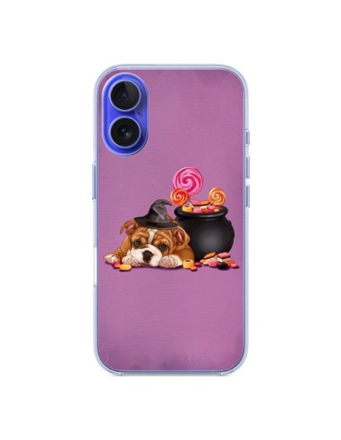 Coque iPhone 16 Chien Dog Halloween Sorciere Chaudron Bonbon - Maryline Cazenave