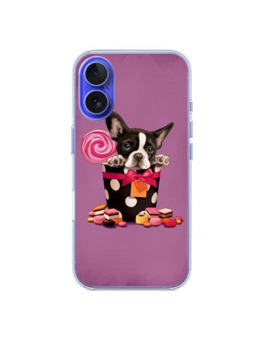 Coque iPhone 16 Chien Dog Boite Noeud Papillon Pois Bonbon - Maryline Cazenave