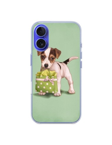 Coque iPhone 16 Chien Dog Shopping Sac Pois Vert - Maryline Cazenave