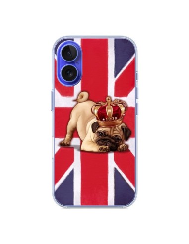 Coque iPhone 16 Chien Dog Anglais UK British Queen King Roi Reine - Maryline Cazenave