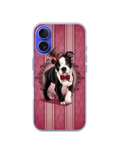 Coque iPhone 16 Chien Dog Gentleman Noeud Papillon Chapeau - Maryline Cazenave