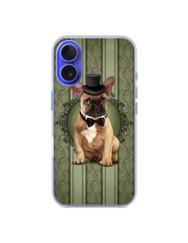 Coque iPhone 16 Chien Dog Bulldog Noeud Papillon Chapeau - Maryline Cazenave